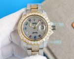 Swiss Rolex Iced Out Datejust Two Tone Arabic Numerals Markers Replica Watch 42mm